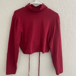 Shein Curve Long Sleeve Lace Up Top